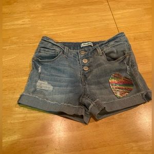 Mudd Jean shorts with sequined heart girls size 10